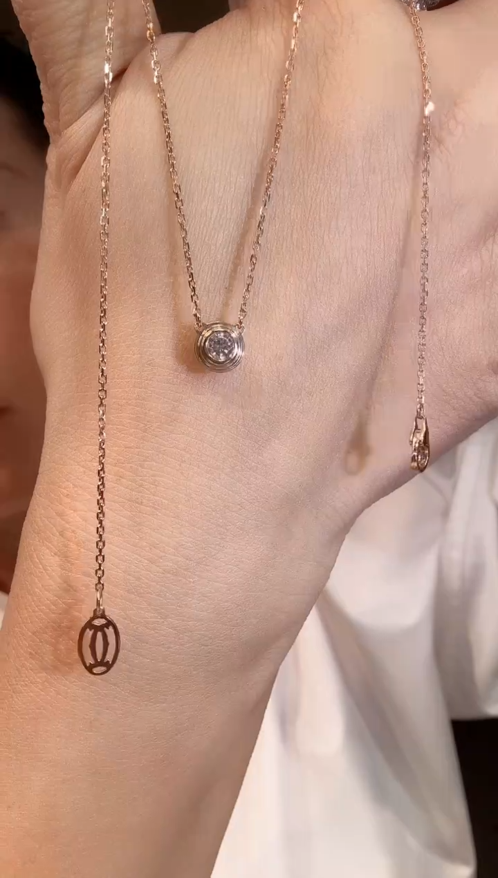 【闪购商品】钻石项链18K金镶嵌飞碟泡泡项链