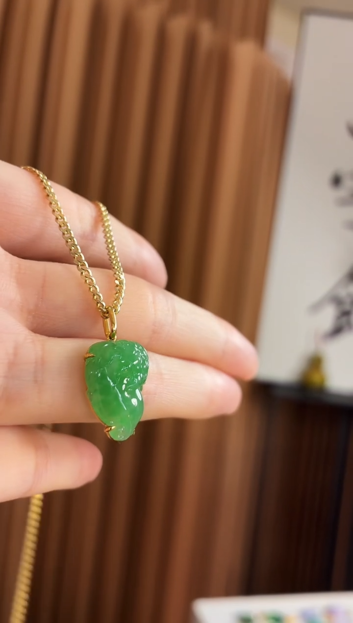 吊坠(不含链)18K金镶嵌翡翠吊坠