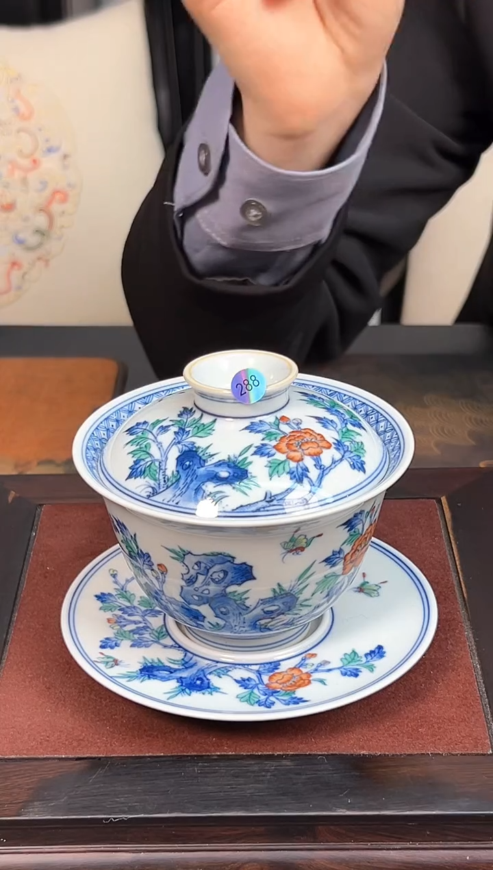 【闪购商品】盖碗青花斗彩蝶恋花二才盖碗288