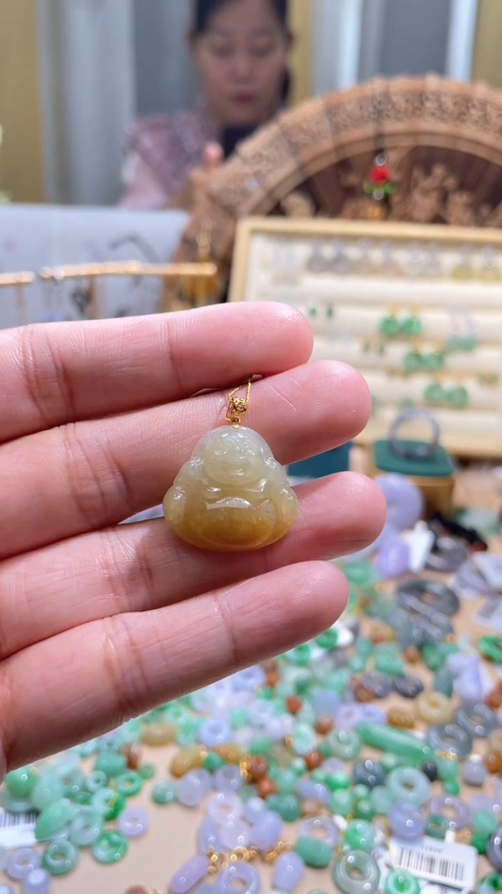 【闪购商品】翡翠颈饰18K金镶嵌佛公