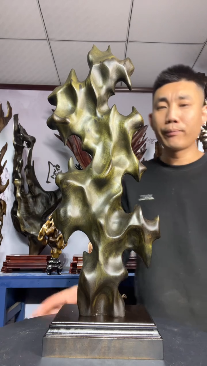 金丝楠木雕款叶*红金丝楠木工艺品摆件