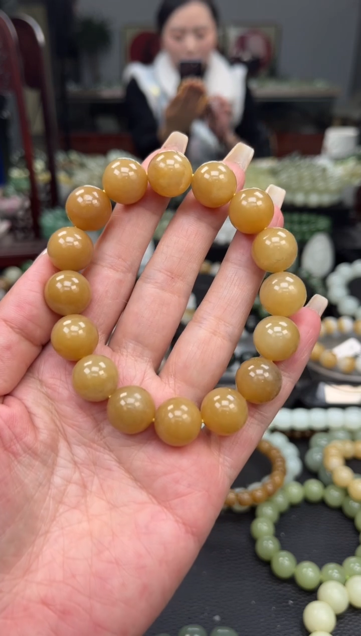 【闪购商品】和田玉手串未镶嵌新疆且末红糖卡14