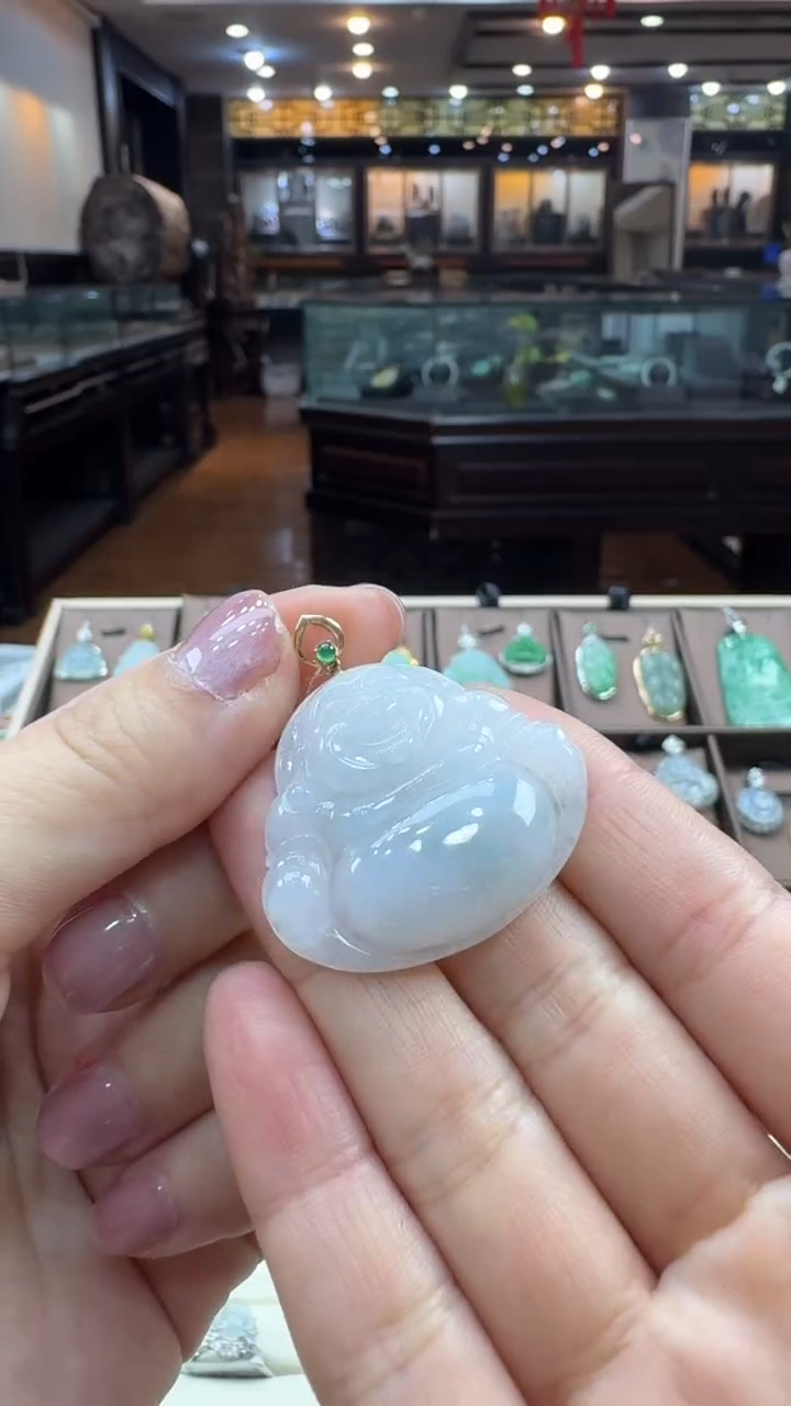 【闪购商品】翡翠挂件18K金镶嵌佛