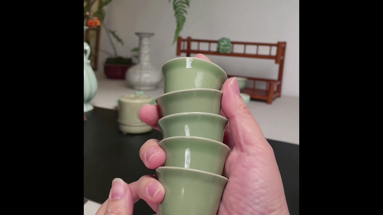 龙泉青瓷茶杯茶器摆件花器00