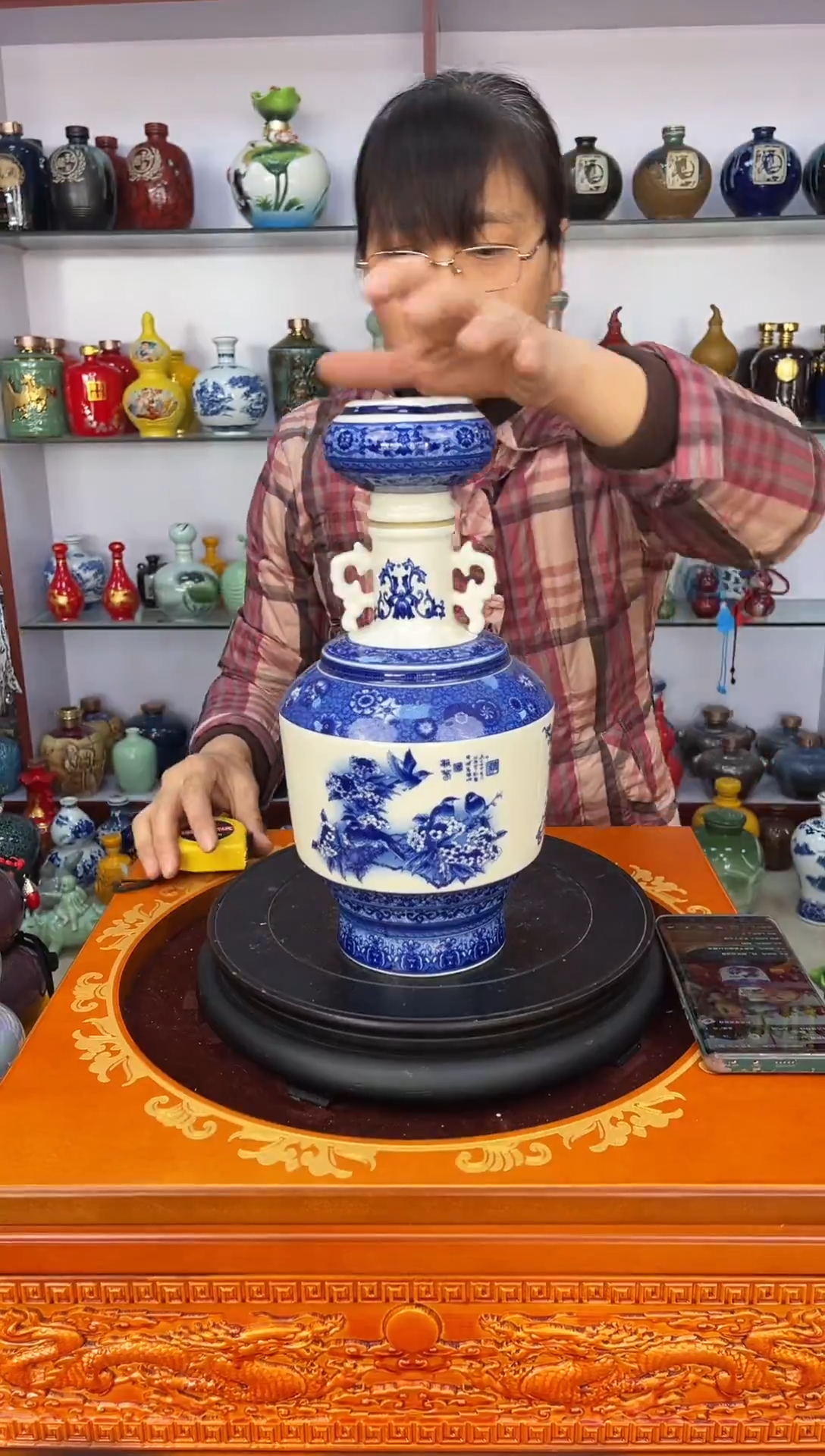 瓶瓷  3 斤装青花釉中小瓷王      陶瓷空酒坛