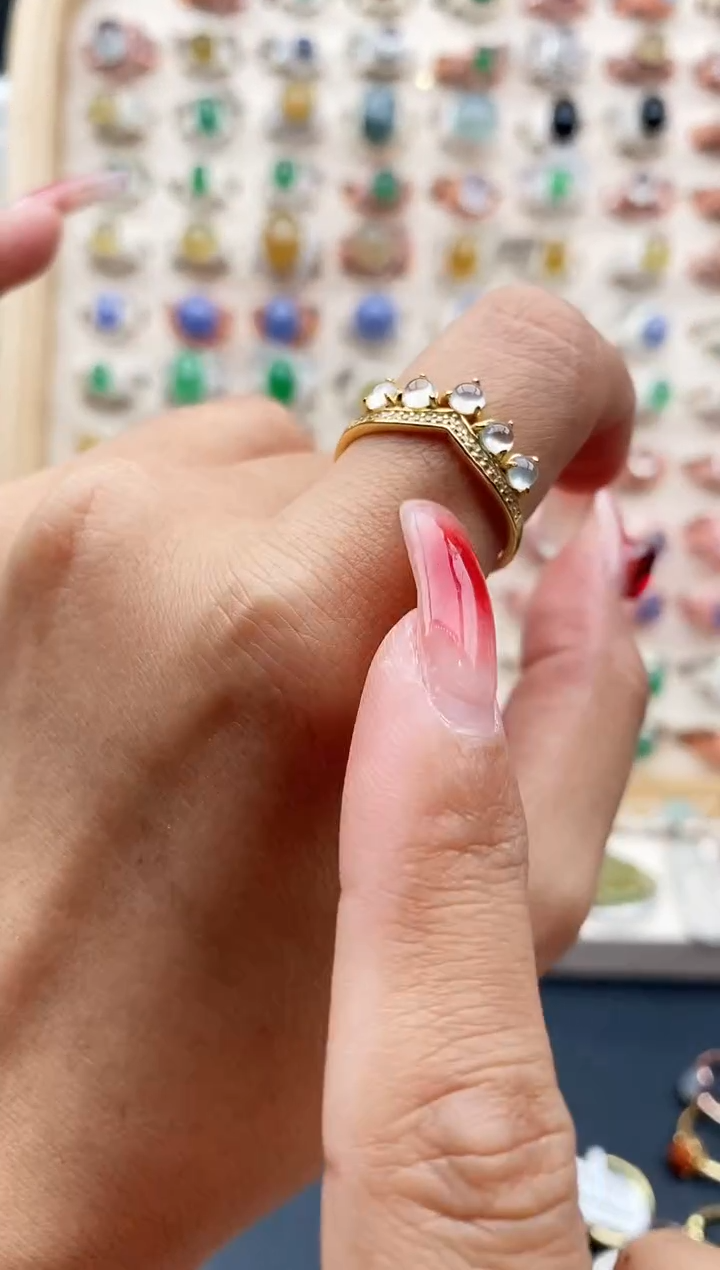 【闪购商品】翡翠戒指银S925镶嵌缅甸天然A货翡翠333  2+2