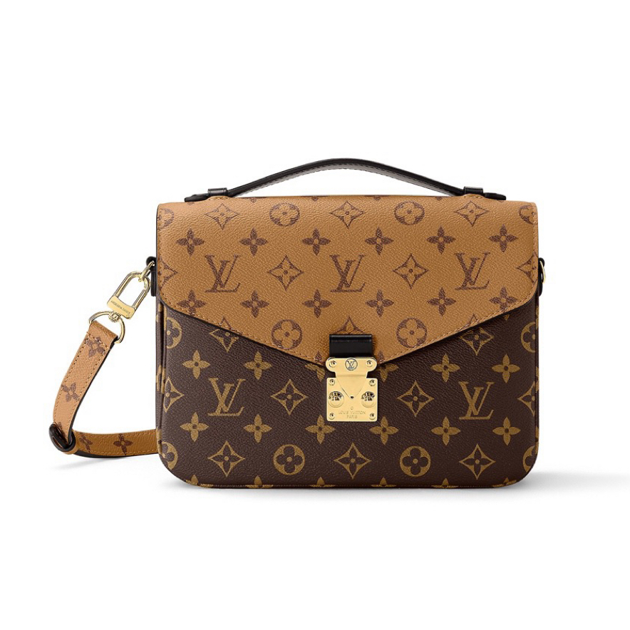 未使用 LouisVuitton/路易威登   拼色邮差包翻盖斜挎单肩包
