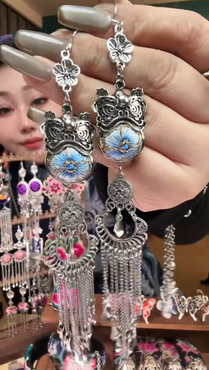 刺绣纯手工民族风刺绣耳环