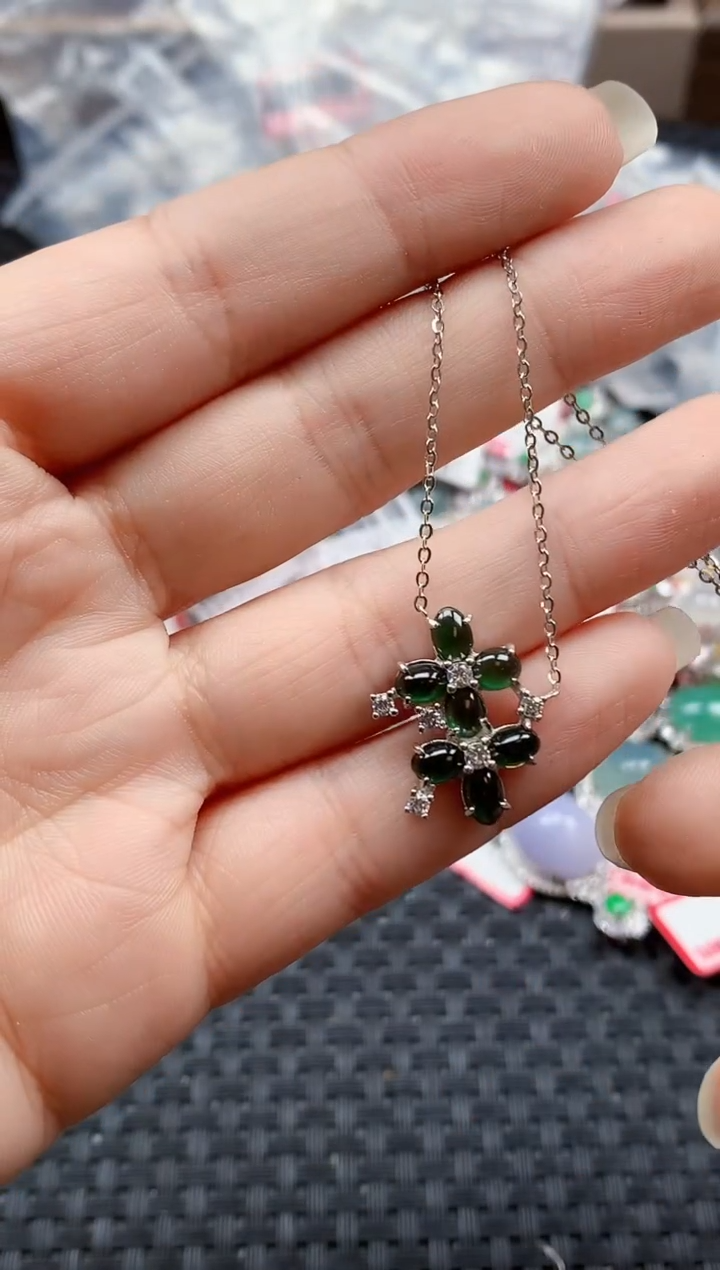 银S925镶嵌戒指翡翠天然A货缅甸翡翠