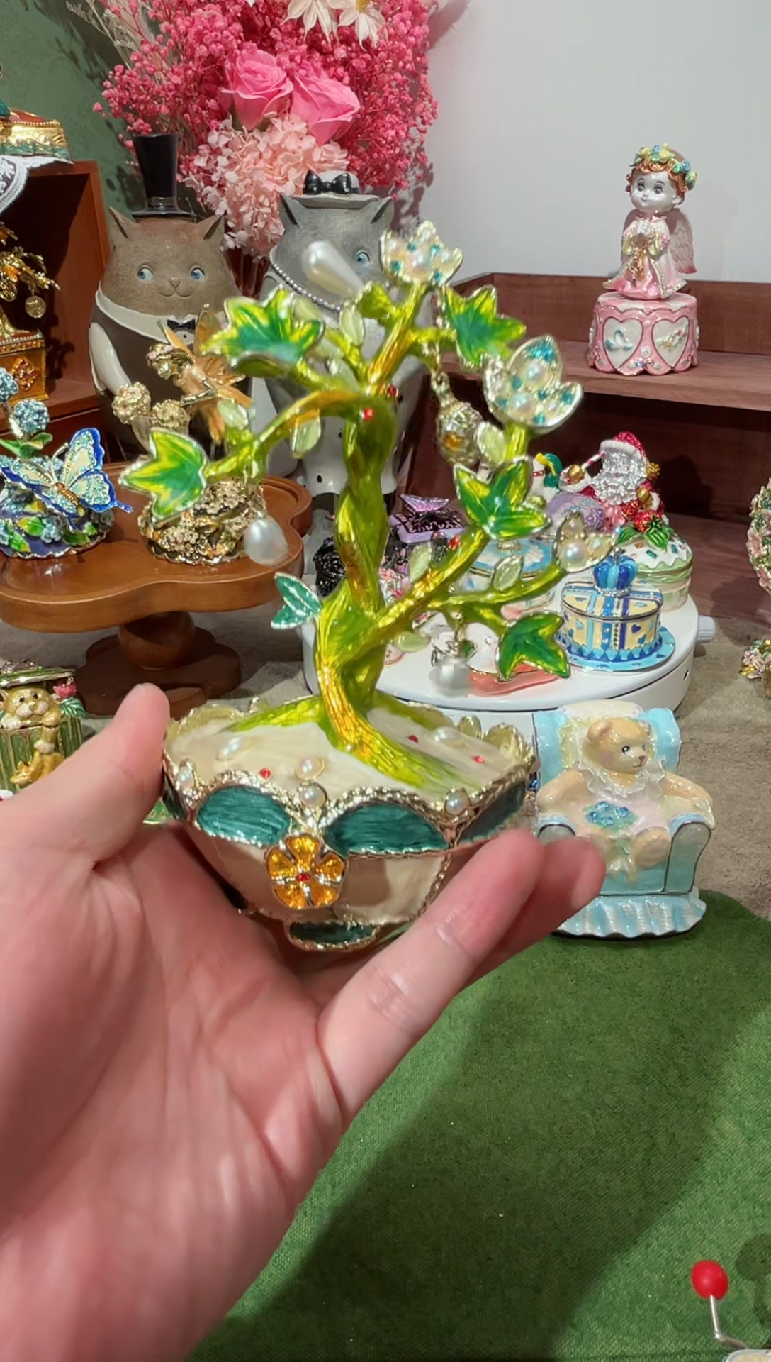 【闪购商品】瓷片福福价格高质珐琅彩合金摆件首饰盒