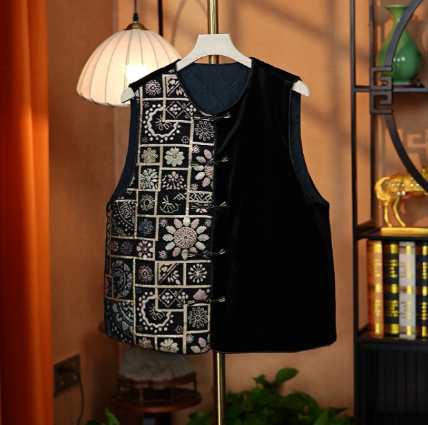 秋冬厚款中国风时尚百搭不挑人复古显瘦中式无袖夹棉马夹