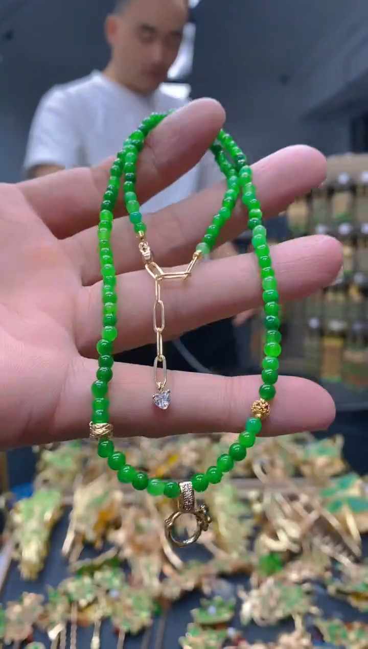 【闪购商品】翡翠耳饰合金101翡翠锁骨链