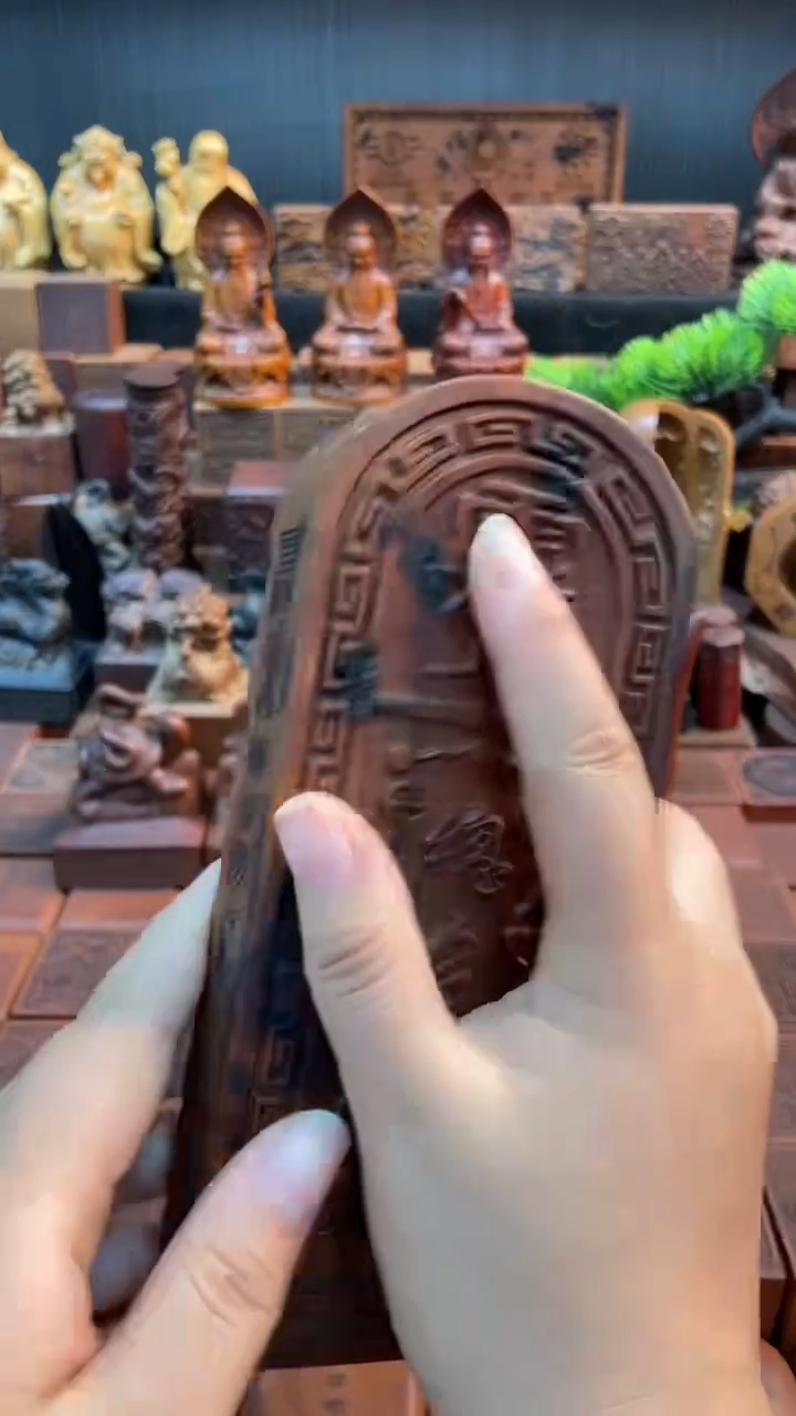 木枣木雷焦阳雕17公分五雷令牌加底座