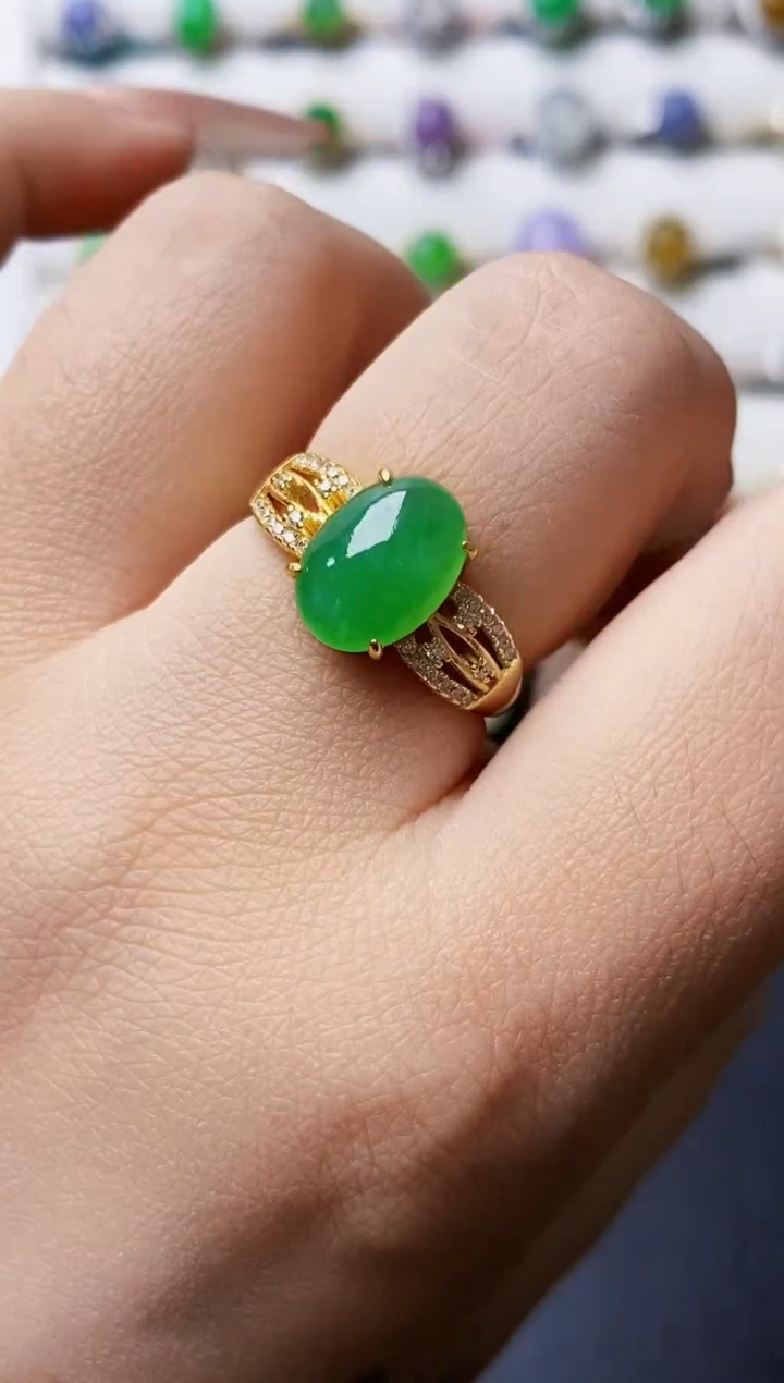 银S925镶嵌戒指翡翠0146