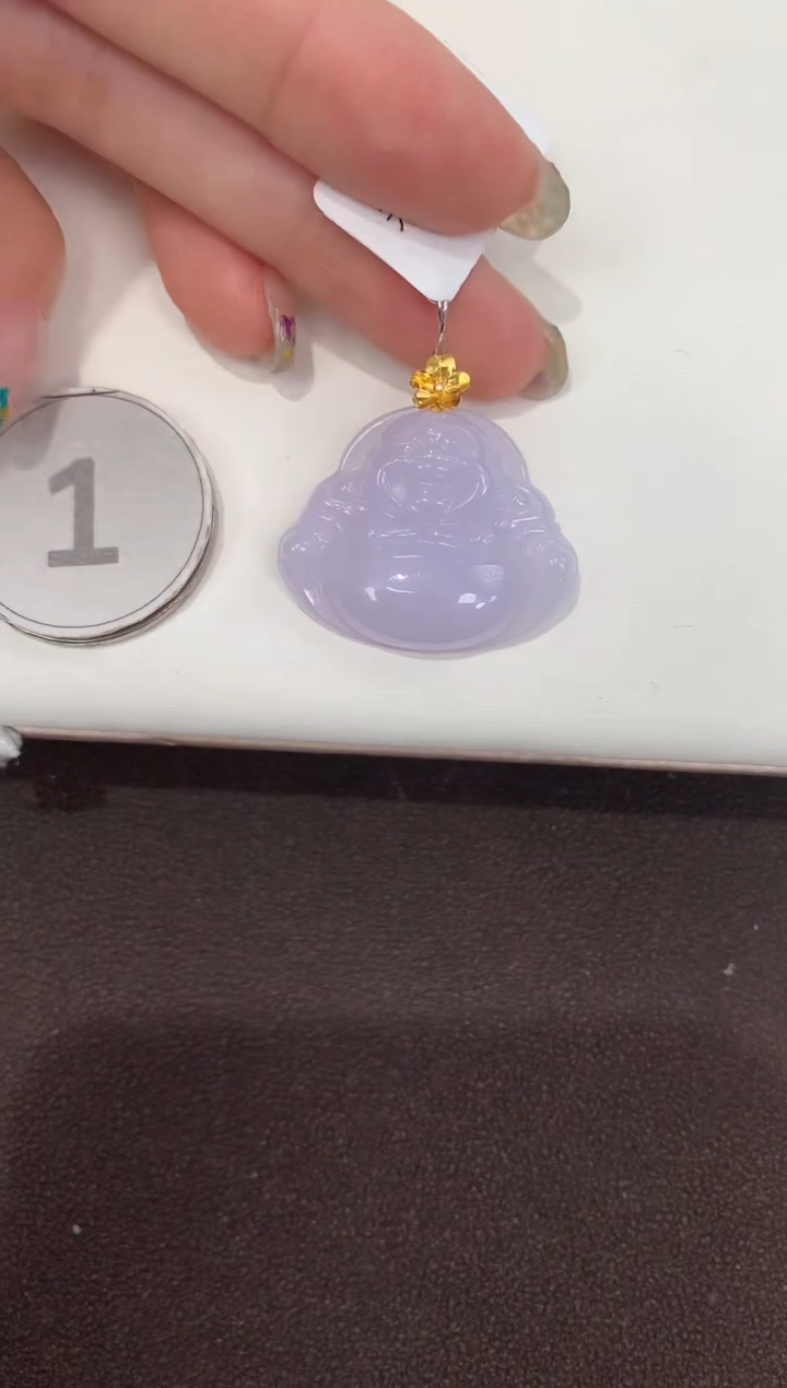 颈饰18K金镶嵌翡翠天然缅甸A货翡翠