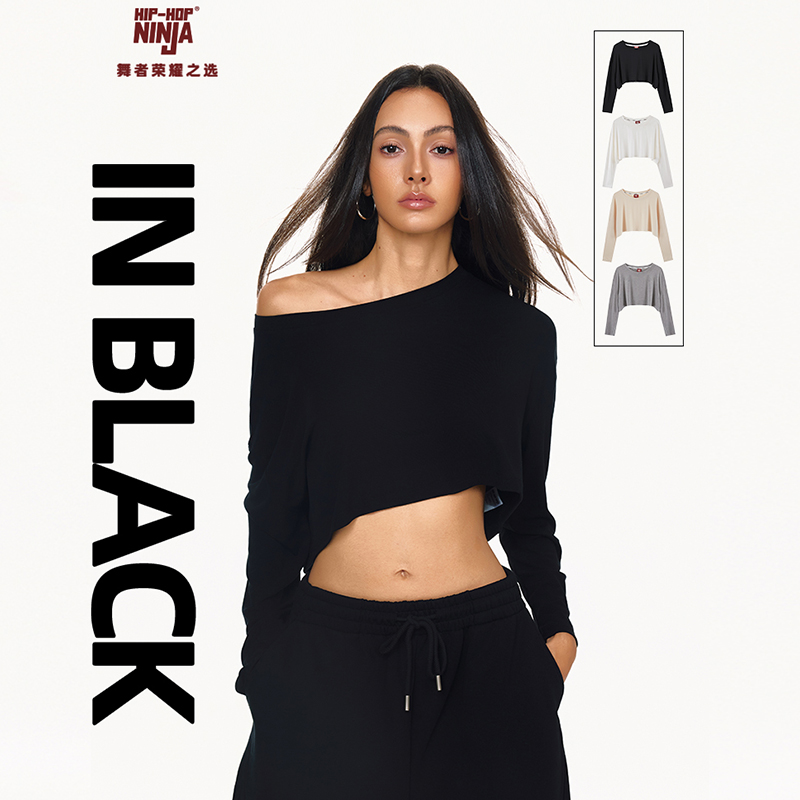HIPHOP NINJA街舞爵士舞嘻哈短款慵懒风露脐女跳舞罩衫上衣多色