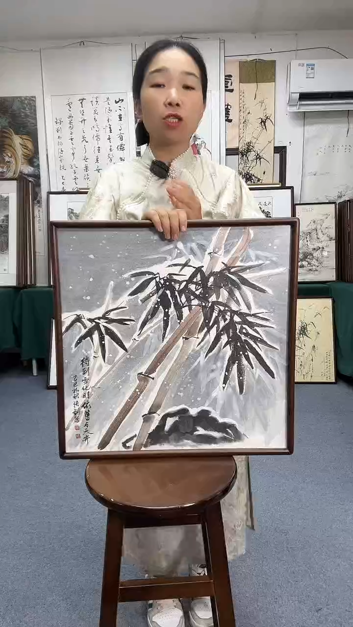 国画52*52实木画框京东包邮手绘