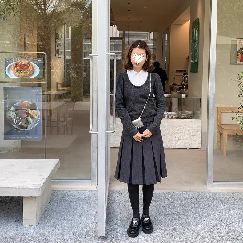 简约格调拼接衬衫针织假两件上衣