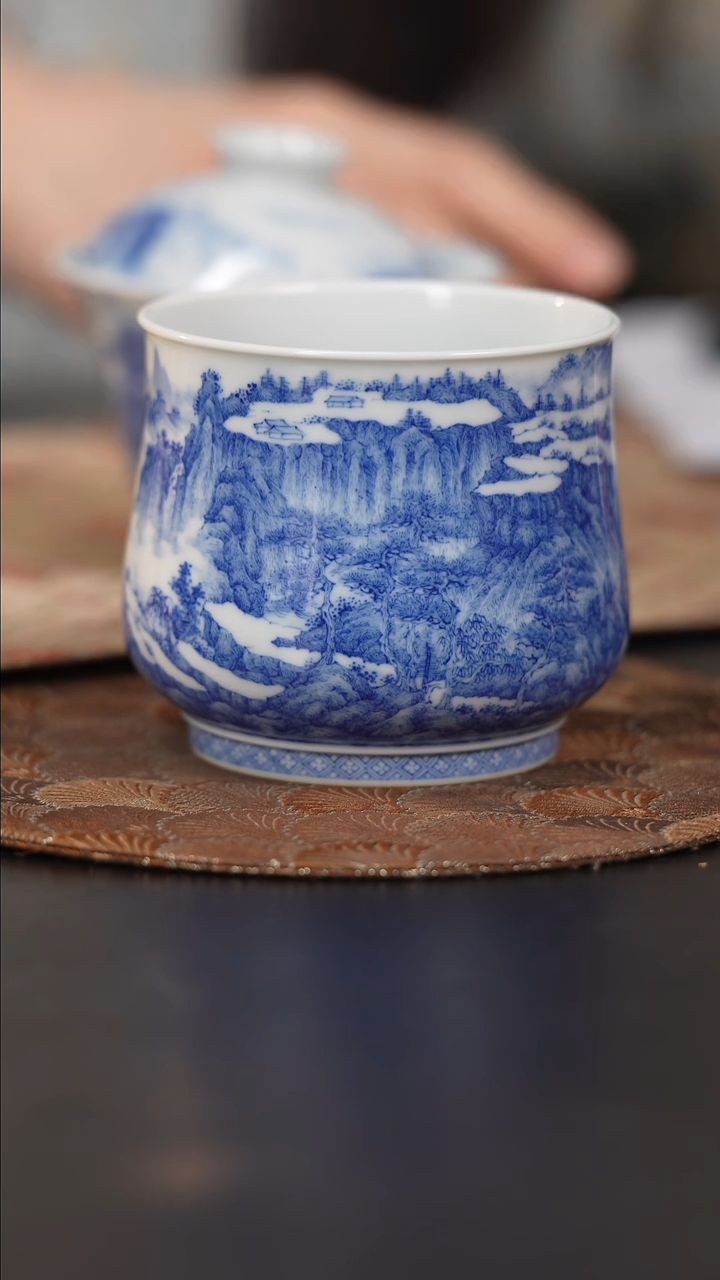 【闪购商品】杯九本造物青花山水宰相杯君子协定