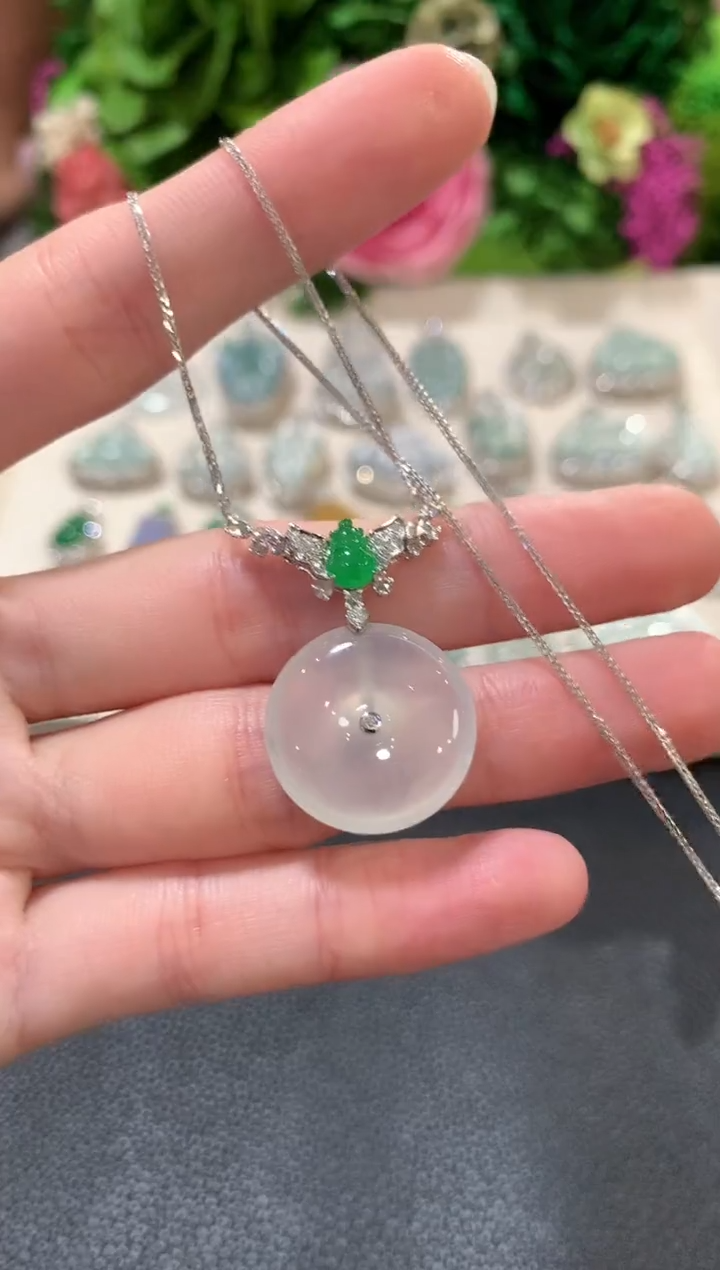 套链18K金镶嵌翡翠a113