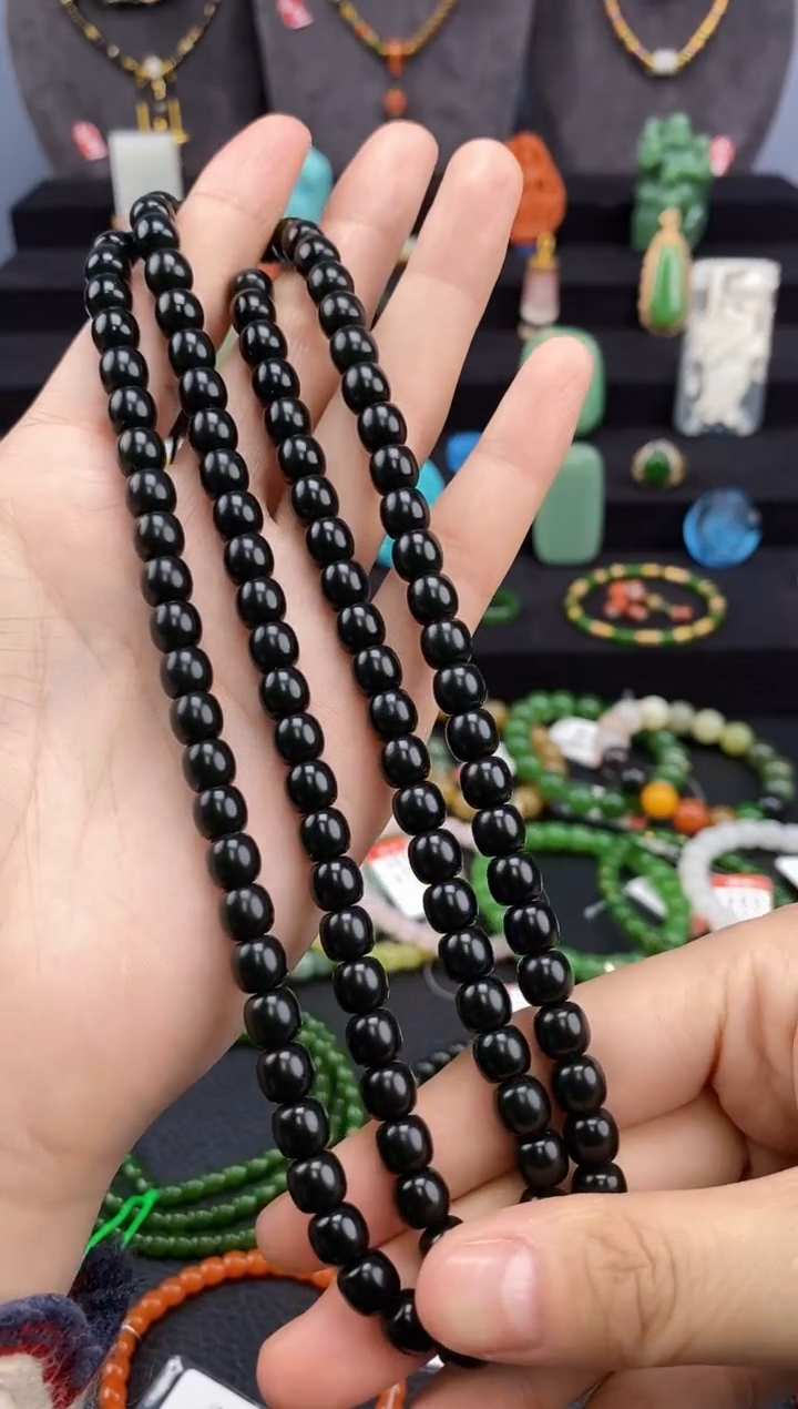 【闪购商品】和田玉-未镶嵌7mm塔青老型108福利·