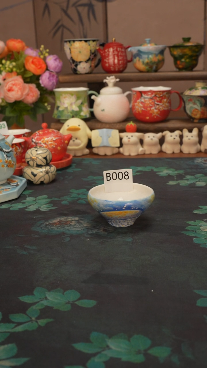 石一   炫彩水母斗笠杯008