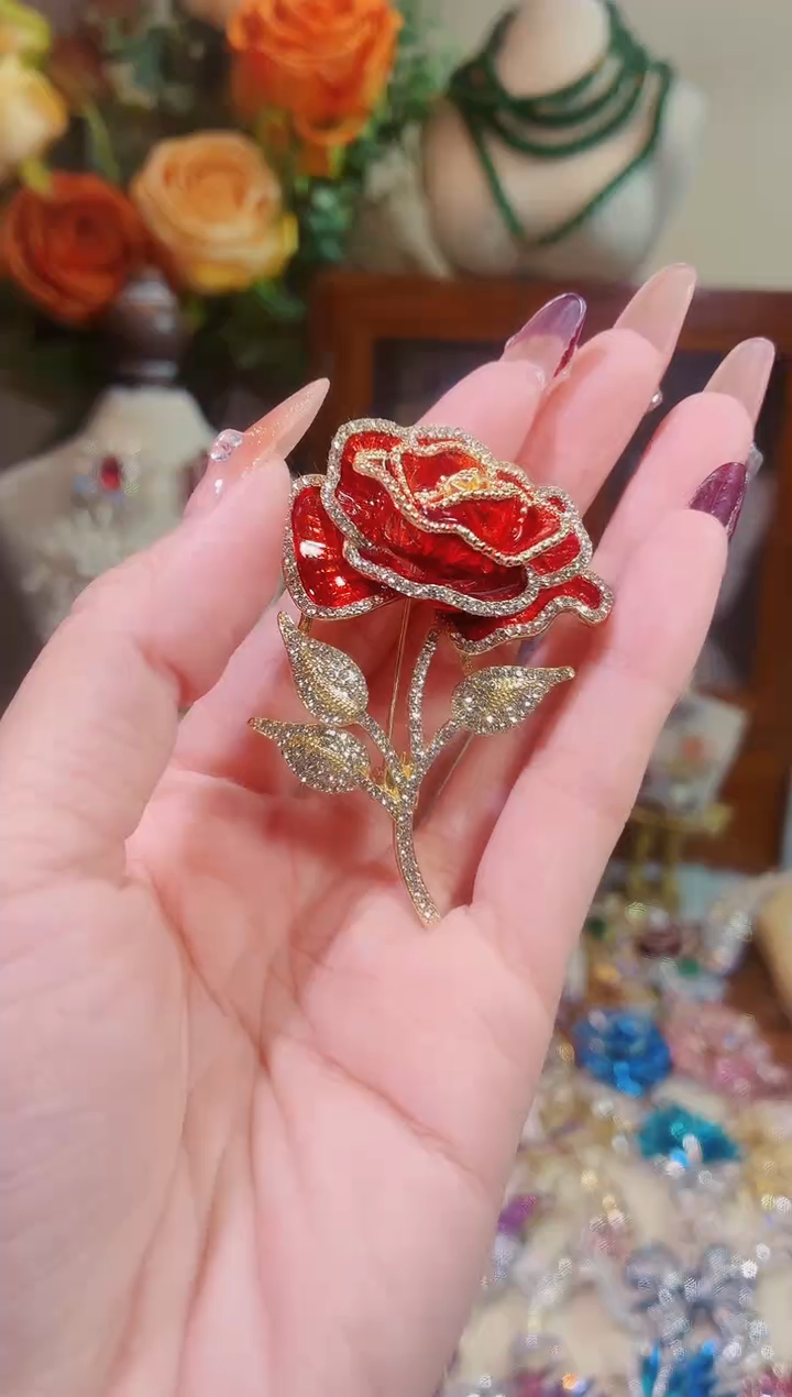 合成立方氧化锆铜合金红色玫瑰