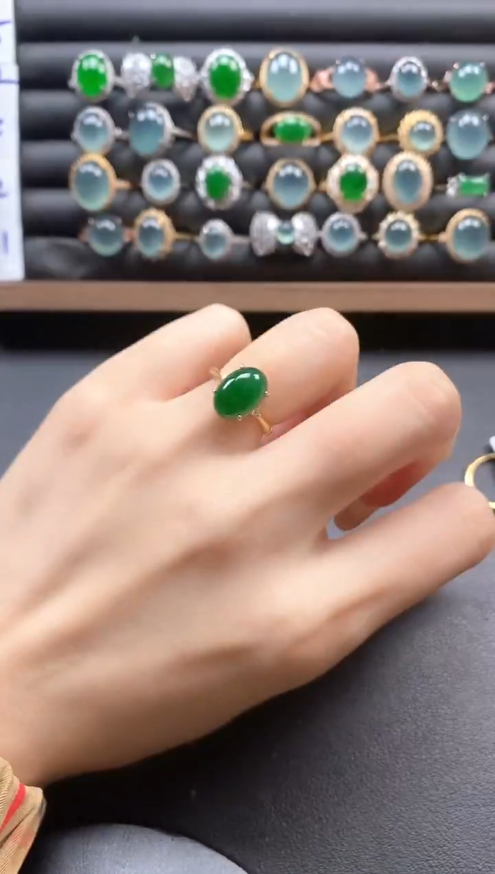 银S925镶嵌戒指翡翠51511