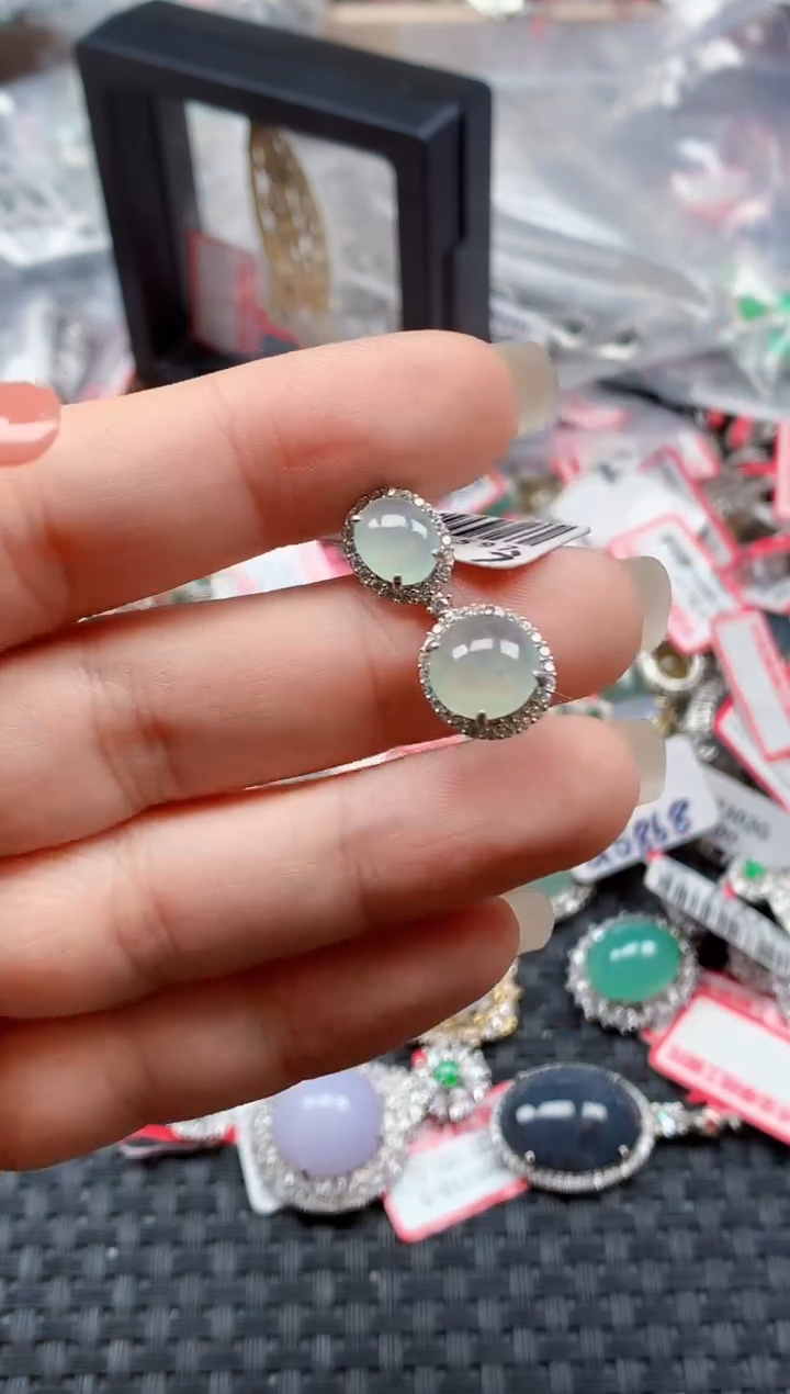 银S925镶嵌戒指翡翠天然A货缅甸翡翠