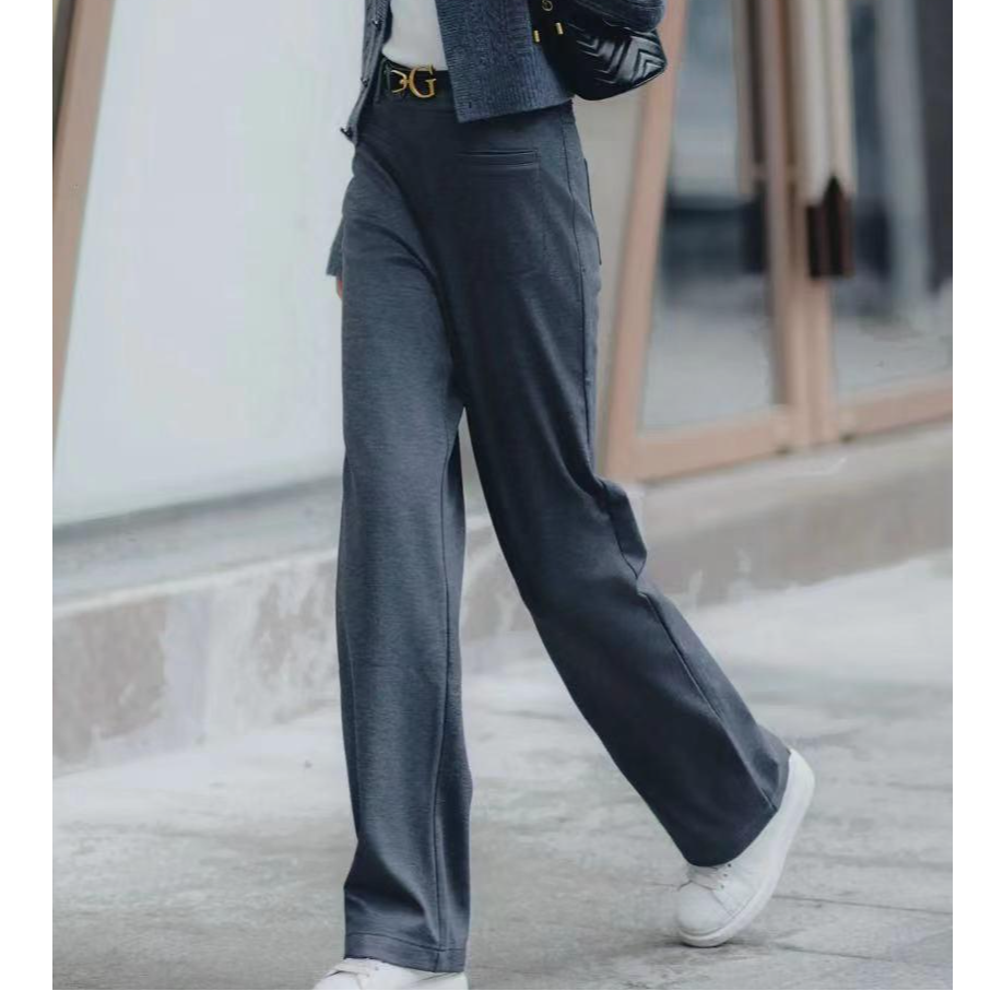 【专柜品质】秋冬新款高腰显瘦加绒直筒阔腿裤休闲裤1100469