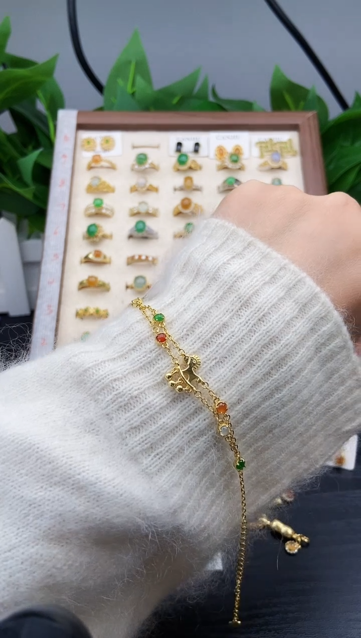 银S925镶嵌手链翡翠12