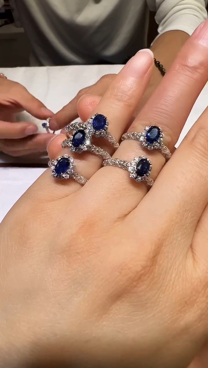 戒指蓝宝石银S925镶嵌1219m013多样性发其一