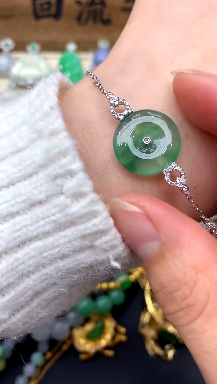 【闪购商品】翡翠手链18K金镶嵌421-中国好珍宝