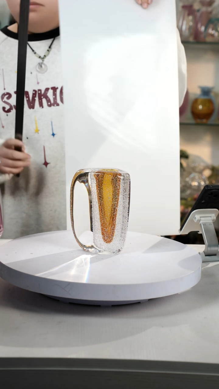 【闪购商品】琉璃【弘扬】高17轻奢琉璃花器正常手工痕迹