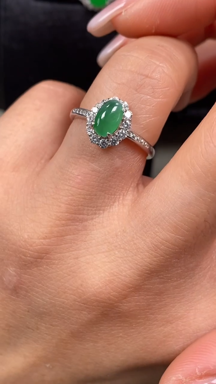 【闪购商品】翡翠戒指银S925镶嵌6892