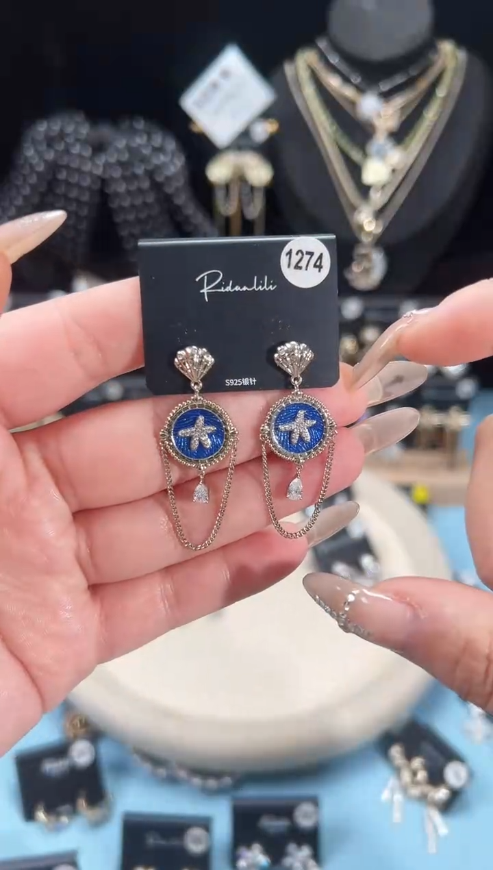 铜合金925银无里里1274（海洋奇遇耳钉)