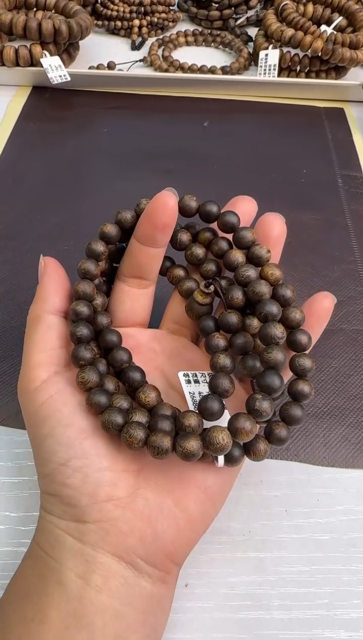 【闪购商品】沉香手串沉水浮9年窖藏绿棋张勺子9mm108颗