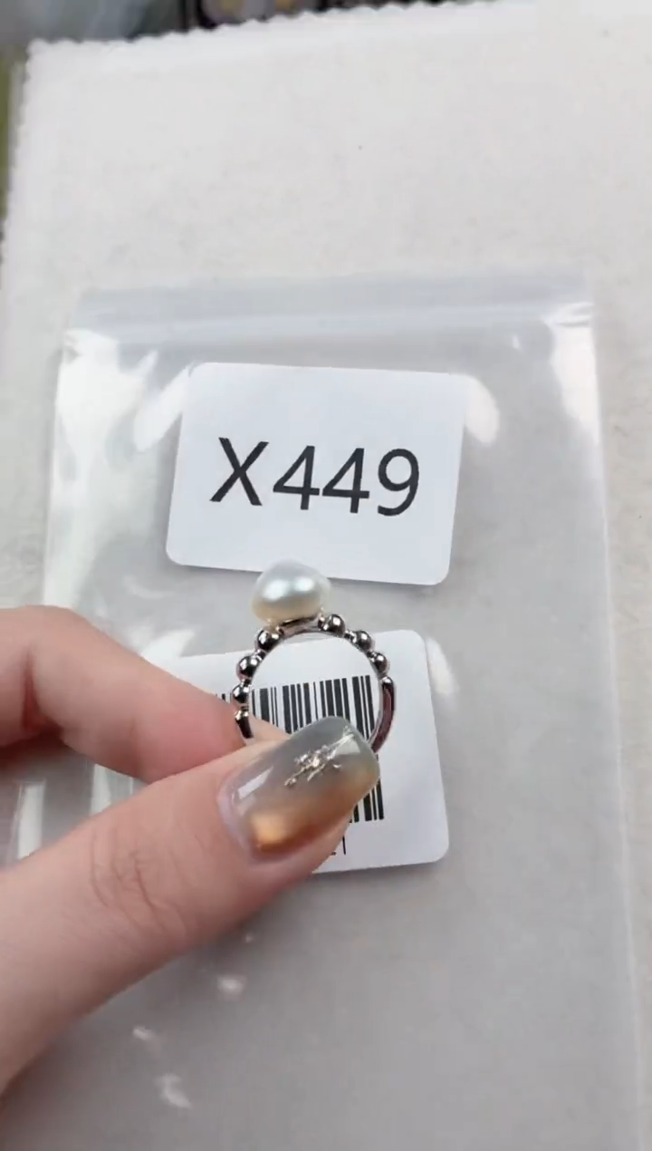 银S925镶嵌戒指海水珍珠X449