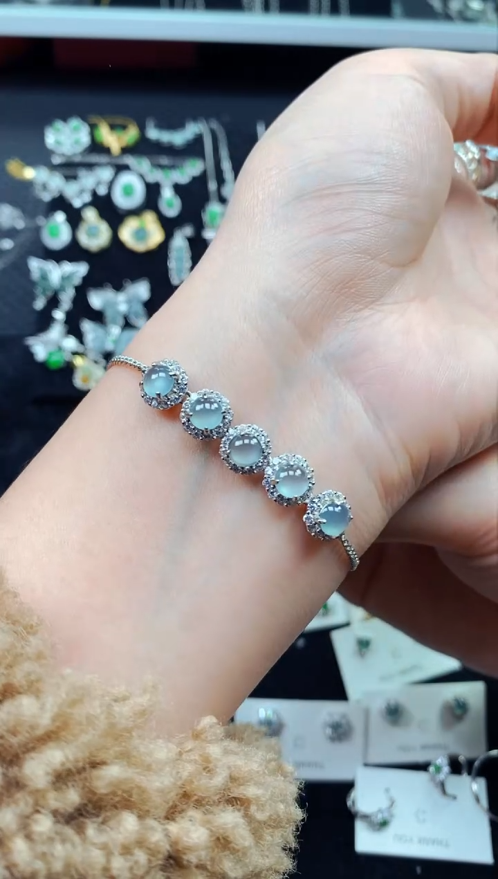 【闪购商品】翡翠手链银S925镶嵌2788