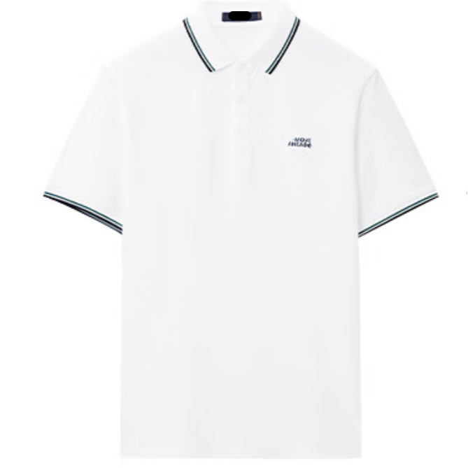 白色短袖polo翻领POLO衫冰爽棉凉感字母印花时尚短袖男男子