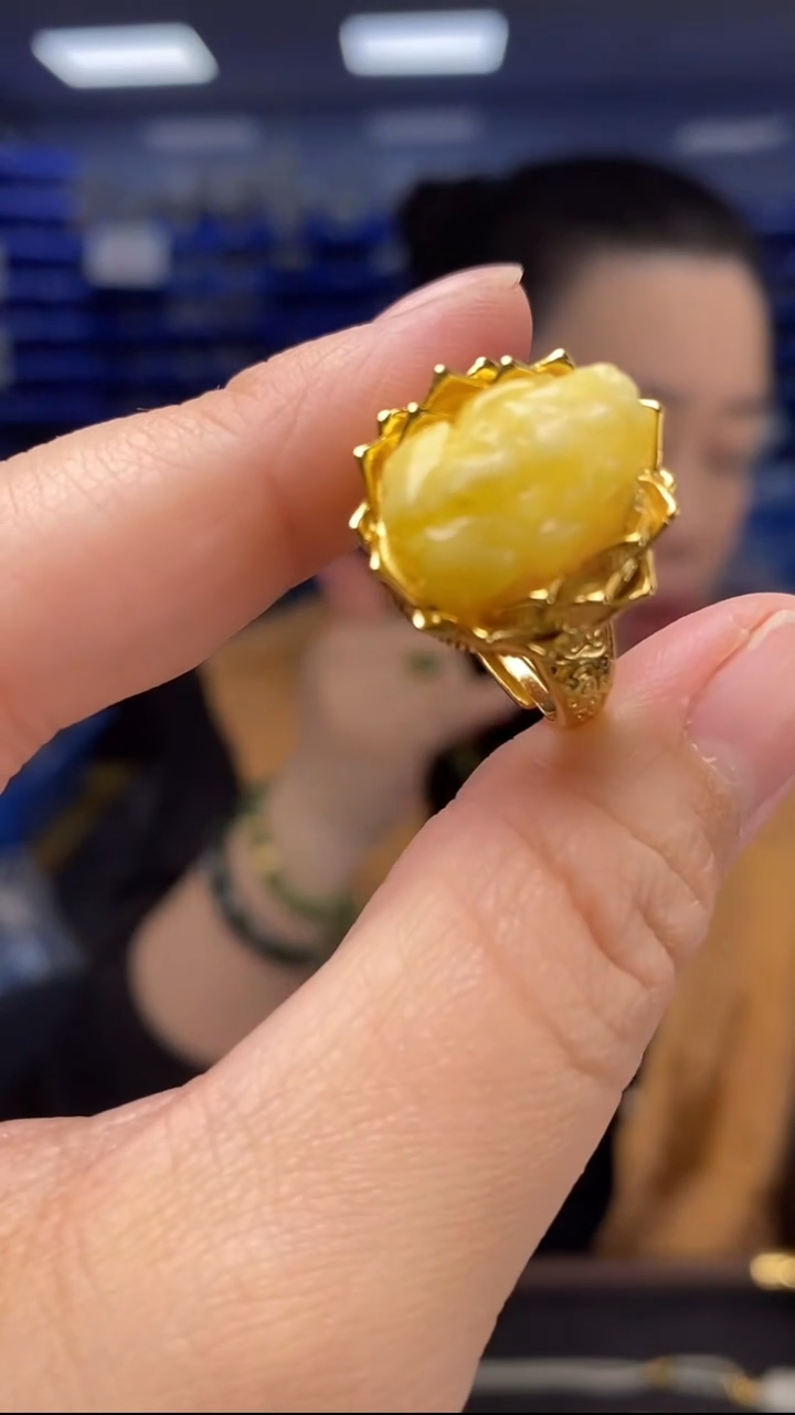 银S925镶嵌蜜蜡戒指JZ3862