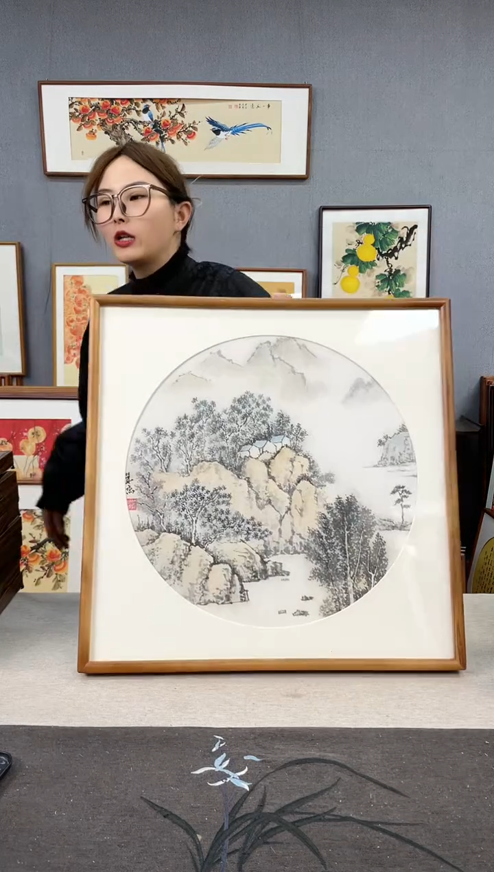 【闪购商品】国画手写手绘带框作品-52*52-赵双喜