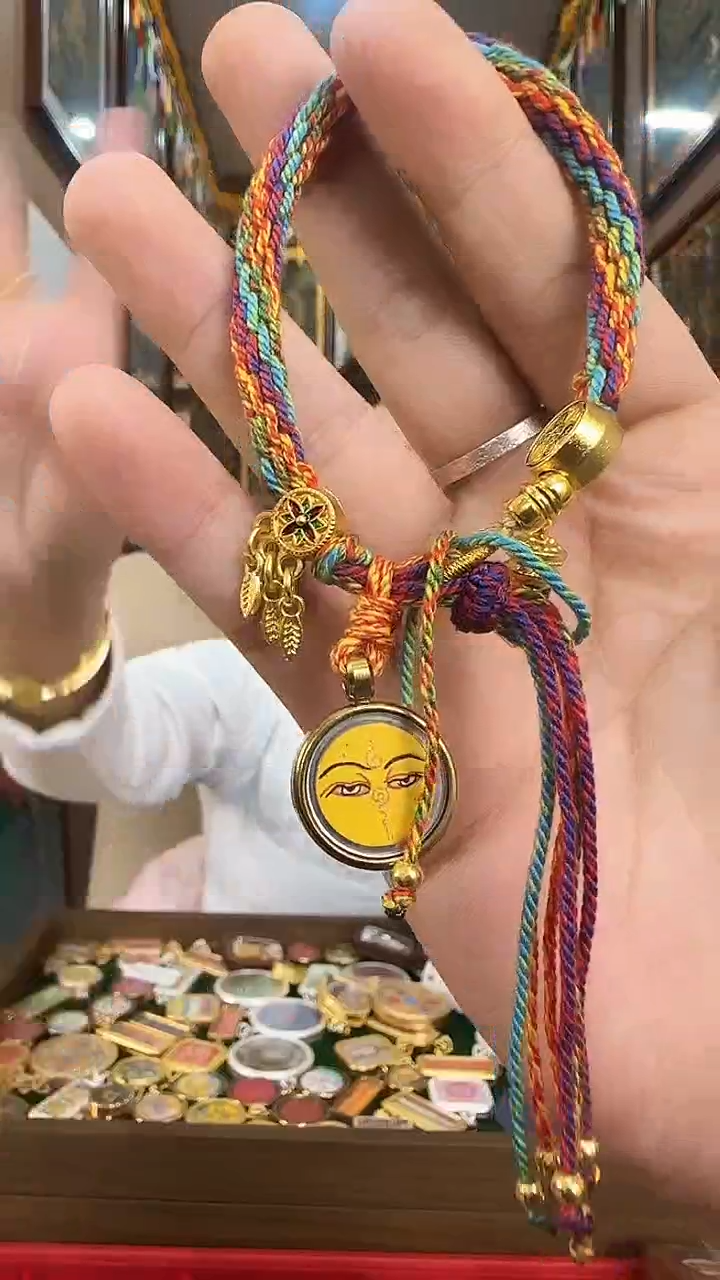 吊坠文老师眼睛手绳颜色随机发-热贡纯手绘唐卡