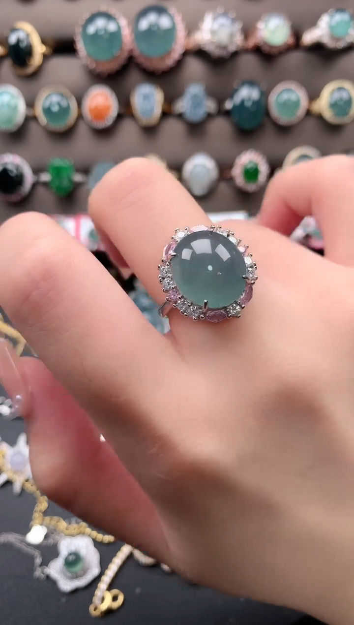 【闪购商品】翡翠戒指银S925镶嵌52141