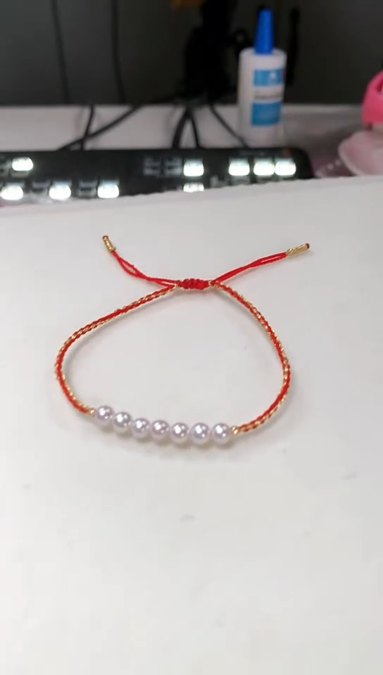 【闪购商品】淡水珍珠手绳18K金镶嵌七珠红绳