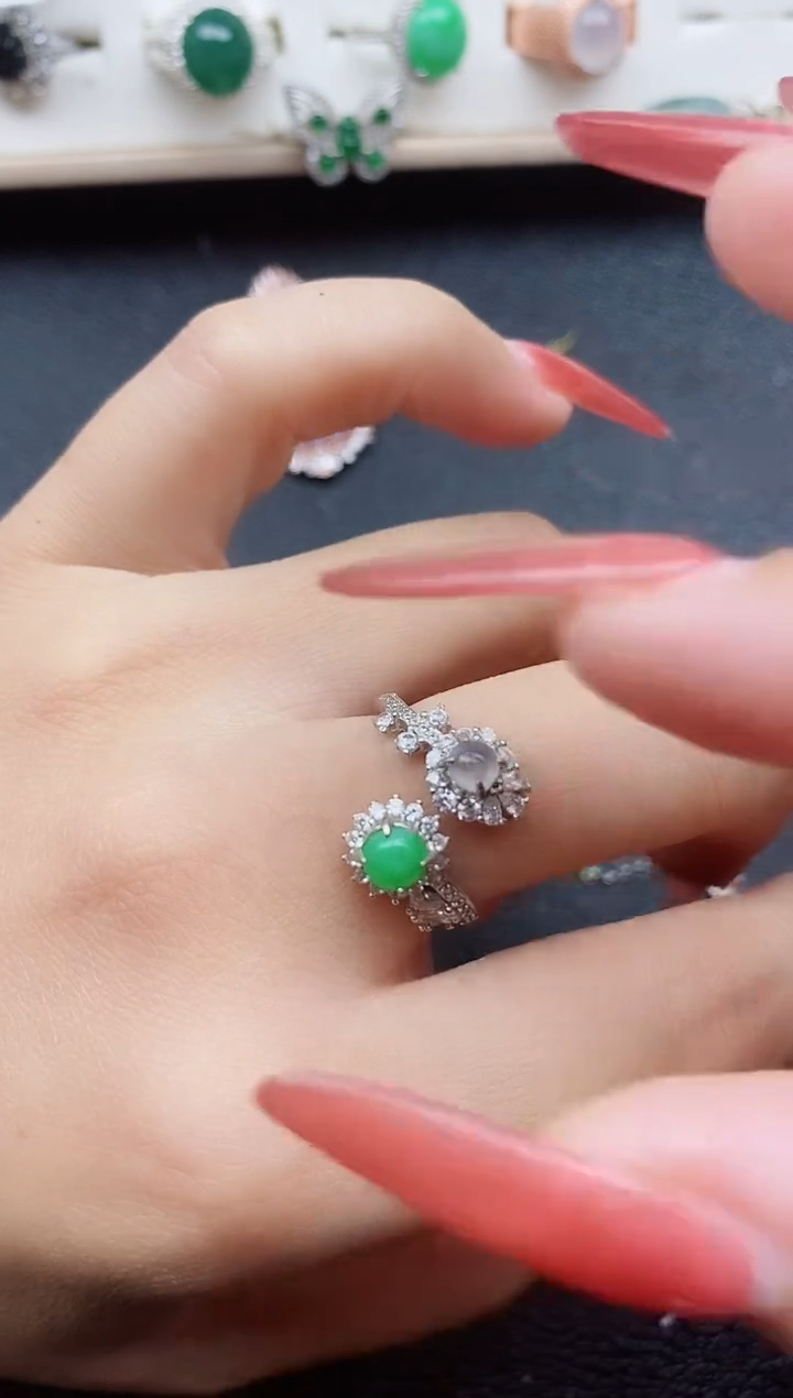 【闪购商品】翡翠戒指银S925镶嵌1111