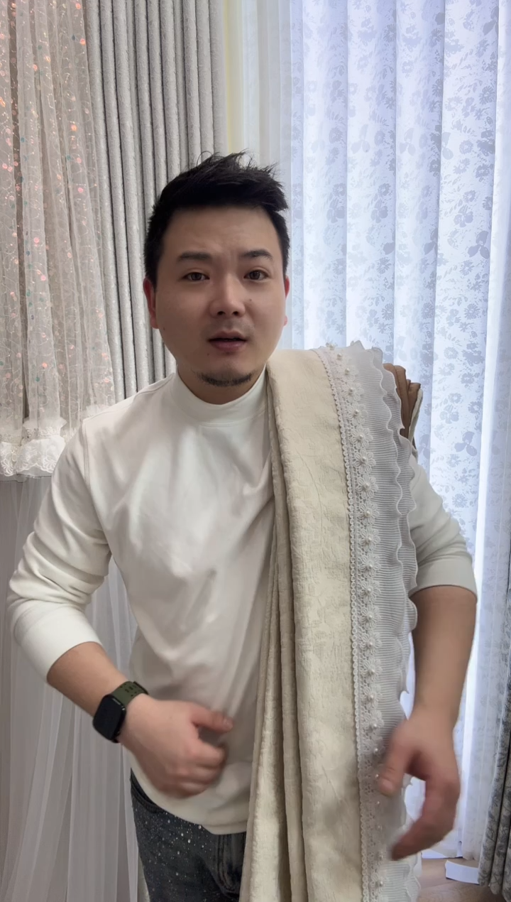 乳胶简**点成品南枝奶油白加花边8*2.59