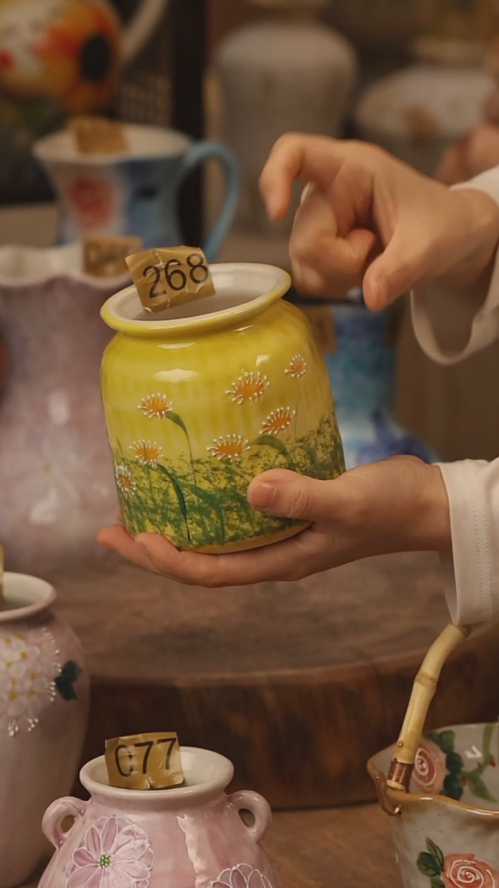 陶瓷景德镇设计师手作花器摆件侘寂风@M268@