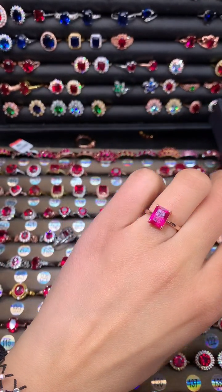 【闪购商品】红宝石戒指银S925镶嵌79玫瑰金