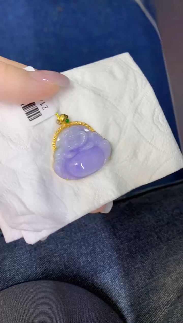 颈饰18K金镶嵌翡翠晚***_缅甸天然翡翠A货